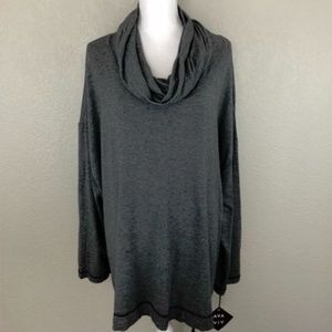 Ava & Viv 4X Heather Gray Stripe Cowl Neck Top